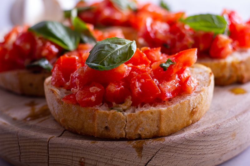 Bruschetta with tomatoes and fresh basil
