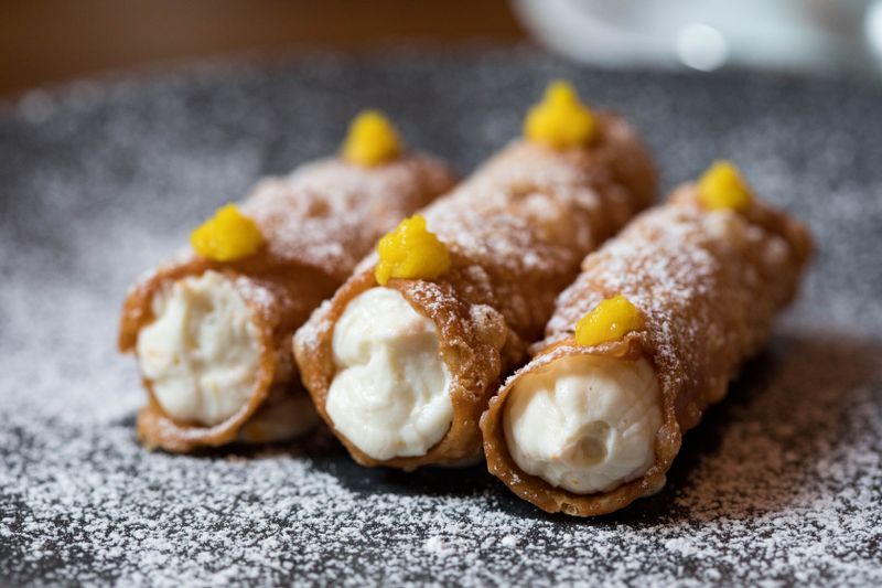 Cannoli Italian pastry with ricotta filling
