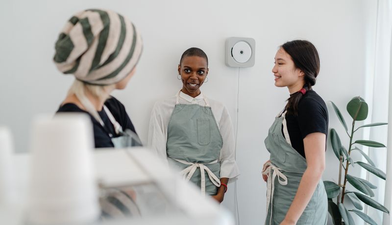 Restaurant team members collaborating